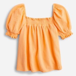 J. Crew Vibrant Orange Puff Sleeve Blouse